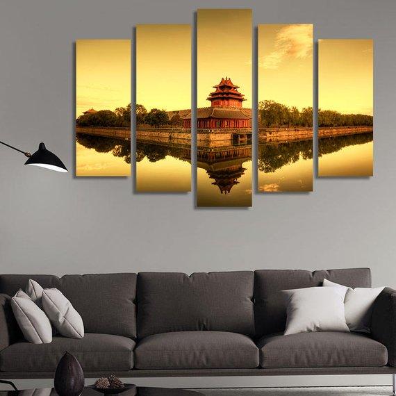 The Forbidden City In Beijing - Nature 5 Panel Canvas Art Wall Decor The Forbidden City In Beijing - Nature 5 Panel Canvas Art Wall Decor