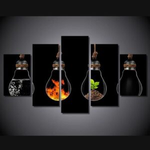 The Four Elements - Abstract 5 Panel Canvas Art Wall Decor