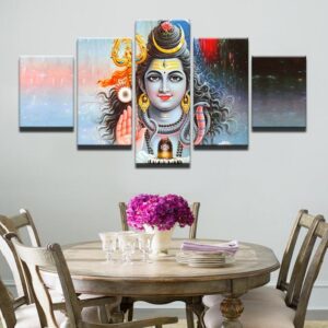 The God Of India Shiva - Religion 5 Panel Canvas Art Wall Decor