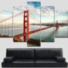 The Golden Gate Bridge - Nature 5 Panel Canvas Art Wall Decor