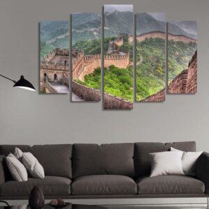 The Great Wall Of China At Daytime - Nature 5 Panel Canvas Art Wall Decor