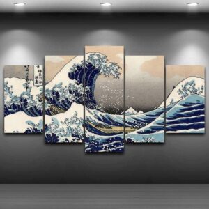 The Great Wave Off Kanagawa - Abstract 5 Panel Canvas Art Wall Decor