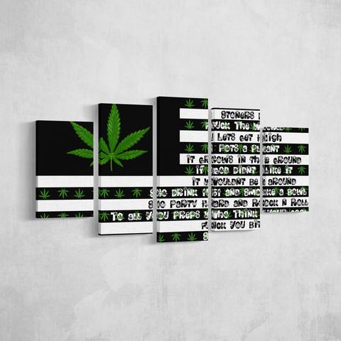 The Herbal Flag - Abstract 5 Panel Canvas Art Wall Decor The Herbal Flag - Abstract 5 Panel Canvas Art Wall Decor