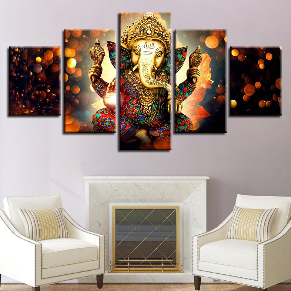 The Hindu God Ganesh 1 - Religion 5 Panel Canvas Art Wall Decor The Hindu God Ganesh 1 - Religion 5 Panel Canvas Art Wall Decor