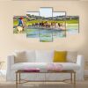 The Horses On The Prairie - Nature 5 Panel Canvas Art Wall Decor
