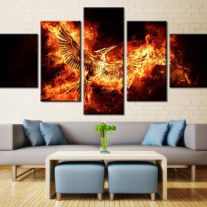 The Hunger Games Mockingjay - Abstract 5 Panel Canvas Art Wall Decor