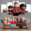 The Incredibles 2 - Cartoon 5 Panel Canvas Art Wall Decor