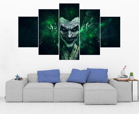 The Joker - Dc 5 Panel Canvas Art Wall Decor The Joker - Dc 5 Panel Canvas Art Wall Decor