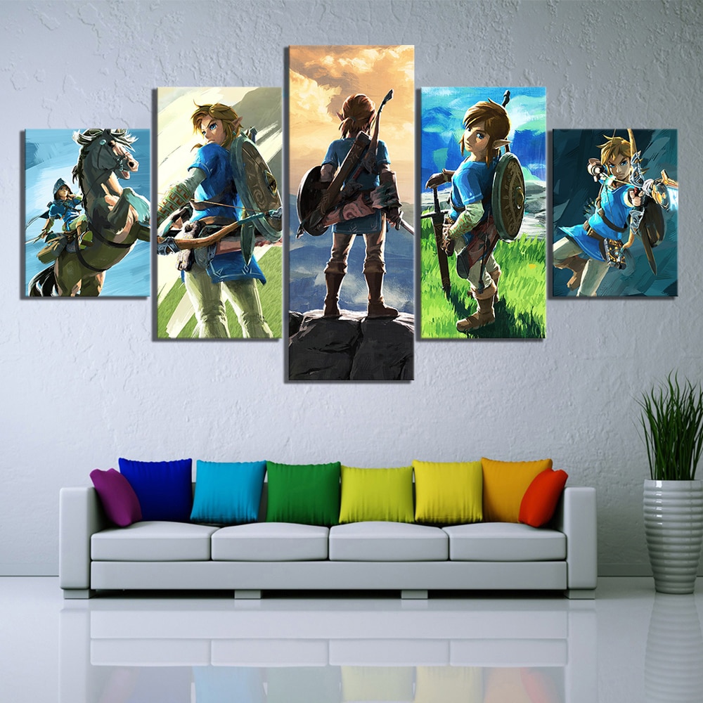 The Legend Of Zelda Breath Of The Wild Character Poster Gaming - 5 Panel Canvas Art Wall Decor The Legend Of Zelda Breath Of The Wild Character Poster Gaming - 5 Panel Canvas Art Wall Decor