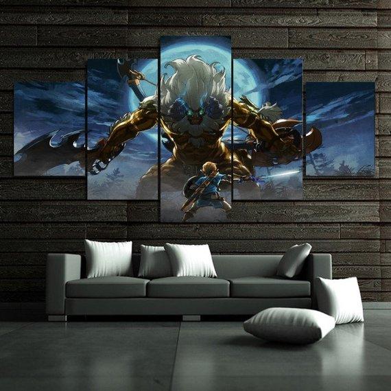 The Legend Of Zelda Breath Of The Wild - Cartoon 5 Panel Canvas Art Wall Decor The Legend Of Zelda Breath Of The Wild - Cartoon 5 Panel Canvas Art Wall Decor