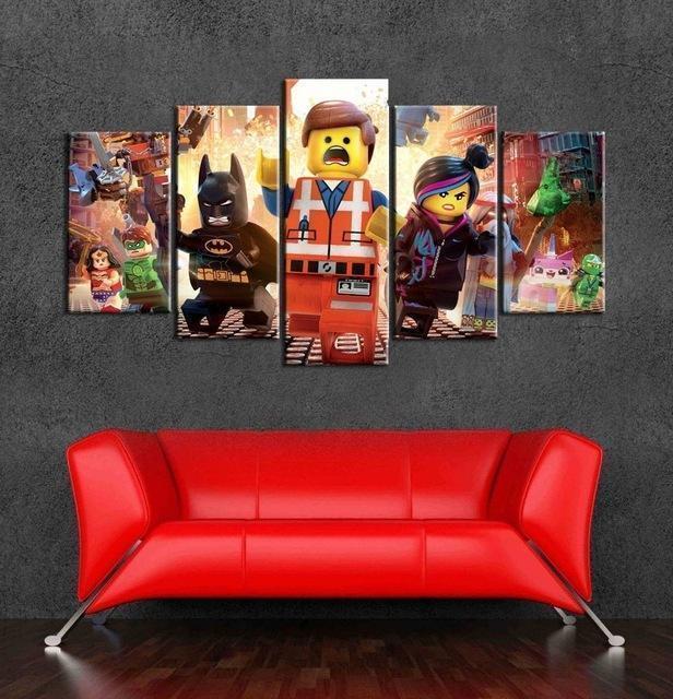 The Lego Movie Characters 1 Cartoon - 5 Panel Canvas Art Wall Decor The Lego Movie Characters 1 Cartoon - 5 Panel Canvas Art Wall Decor