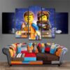 The Lego Movie Characters Cartoon - 5 Panel Canvas Art Wall Decor