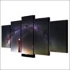 The Lighthouse In Night- Nature 5 Panel Canvas Art Wall Decor