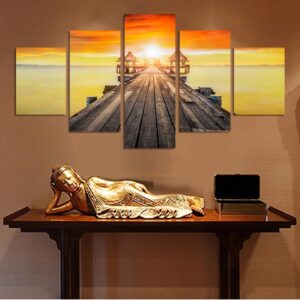 The Love Bridge At Sunset - Nature 5 Panel Canvas Art Wall Decor