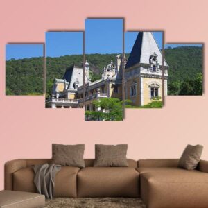The Massandra Palace In Summer Day - Nature 5 Panel Canvas Art Wall Decor
