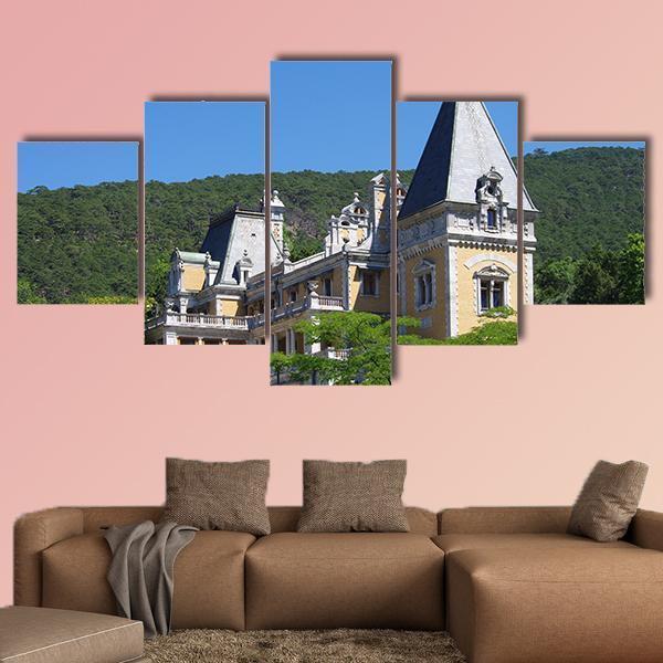 The Massandra Palace In Summer Day - Nature 5 Panel Canvas Art Wall Decor The Massandra Palace In Summer Day - Nature 5 Panel Canvas Art Wall Decor