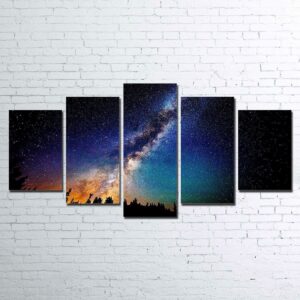 The Milky Way - Space Universe 5 Panel Canvas Art Wall Decor