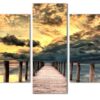 The Moment Before Sunrise Sunset - Nature 5 Panel Canvas Art Wall Decor
