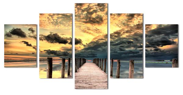 The Moment Before Sunrise Sunset - Nature 5 Panel Canvas Art Wall Decor The Moment Before Sunrise Sunset - Nature 5 Panel Canvas Art Wall Decor
