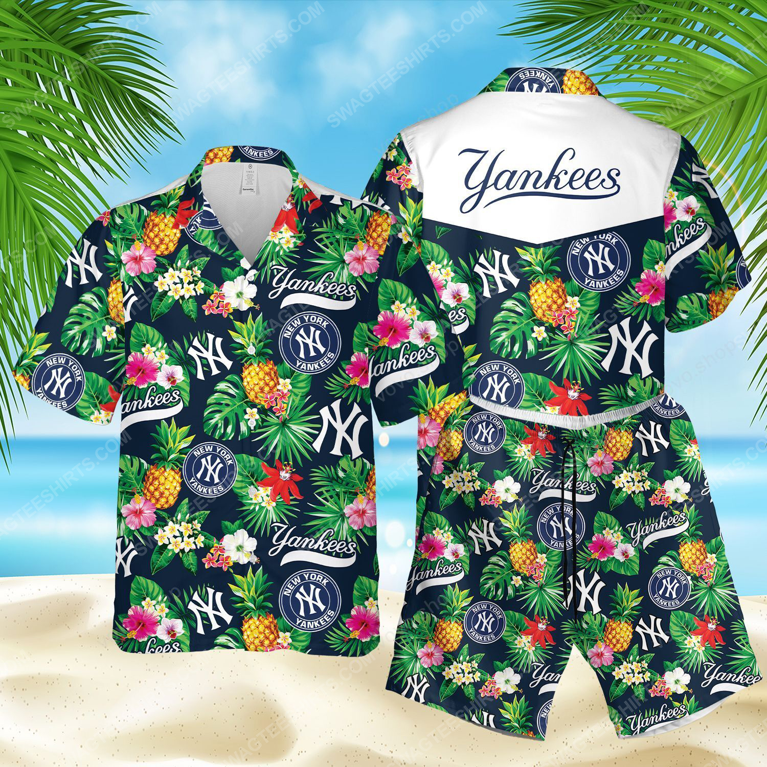 The New York Yankees Summer Vacation Hawaiian Shirt The New York Yankees Summer Vacation Hawaiian Shirt