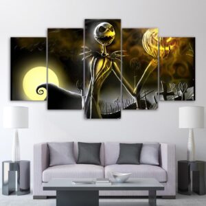 The Nightmare Before Christmas Jack Skellington 00 - Halloween Movie 5 Panel Canvas Art Wall Decor