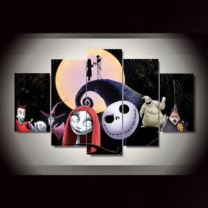 The Nightmare Before Christmas Jack Skellington 02 - Halloween Movie 5 Panel Canvas Art Wall Decor