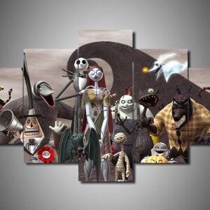 The Nightmare Before Christmas Jack Skellington 04 - Halloween Movie 5 Panel Canvas Art Wall Decor