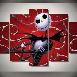 The Nightmare Before Christmas Jack Skellington 08 - Halloween Movie 5 Panel Canvas Art Wall Decor