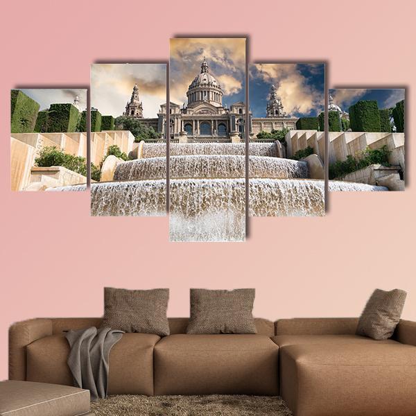 The Palau Nacional Situated In Barcelona - Nature 5 Panel Canvas Art Wall Decor The Palau Nacional Situated In Barcelona - Nature 5 Panel Canvas Art Wall Decor