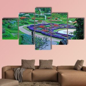 The Park At The North Of Thailand - Nature 5 Panel Canvas Art Wall Decor