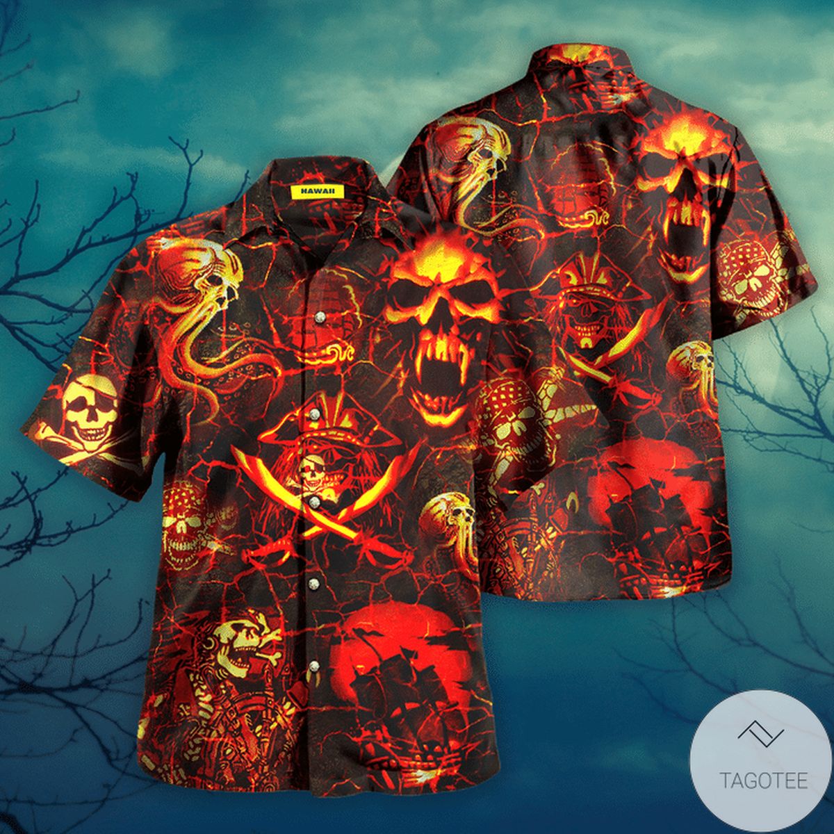 The Pirates Skull In Hell Hawaiian Shirt The Pirates Skull In Hell Hawaiian Shirt