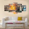 The River With Tree - Abstract Nature 5 Panel Canvas Art Wall Decor