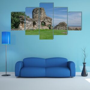 The Ruins Of Flint Castle - Nature 5 Panel Canvas Art Wall Decor