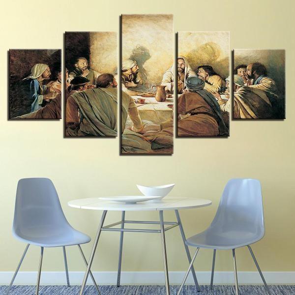 The Sacrament Of The Last Supper - Religion 5 Panel Canvas Art Wall Decor The Sacrament Of The Last Supper - Religion 5 Panel Canvas Art Wall Decor
