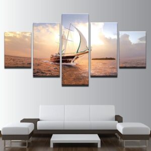 The Sailboat Seaview - Space 5 Panel Canvas Art Wall Decor