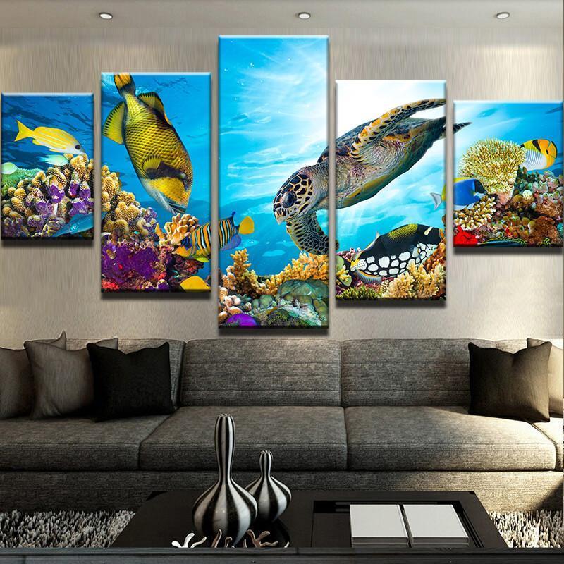 The Sea Life - Nature 5 Panel Canvas Art Wall Decor The Sea Life - Nature 5 Panel Canvas Art Wall Decor