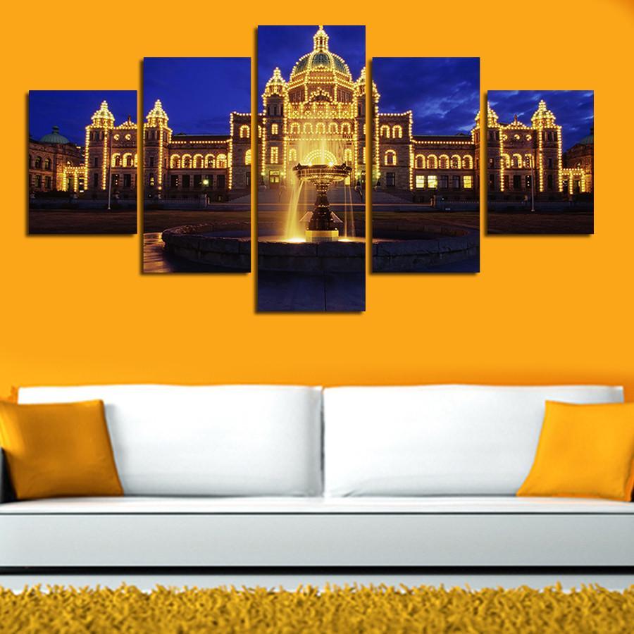 The Shine Of Architecture - Abstract 5 Panel Canvas Art Wall Decor The Shine Of Architecture - Abstract 5 Panel Canvas Art Wall Decor