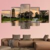 The Singing Tower And A Pond In Carillon Park - Nature 5 Panel Canvas Art Wall Decor