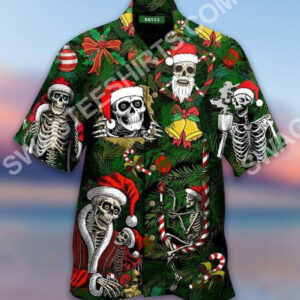The Skull And Merry Christmas All Over Printed Hawaiian Shirt