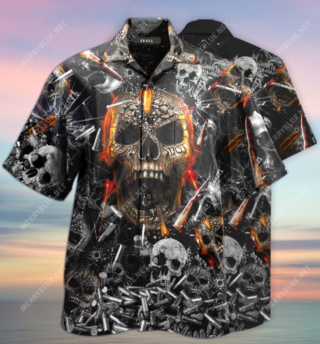 The Skull Gun All Over Printed Hawaiian Shirt The Skull Gun All Over Printed Hawaiian Shirt