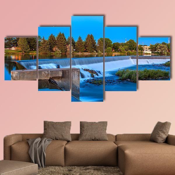 The Small Waterfall On Snake River - Nature 5 Panel Canvas Art Wall Decor The Small Waterfall On Snake River - Nature 5 Panel Canvas Art Wall Decor
