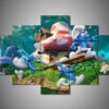 The Smurfs 1 - Cartoon 5 Panel Canvas Art Wall Decor