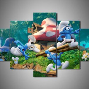 The Smurfs 1 - Cartoon 5 Panel Canvas Art Wall Decor