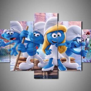 The Smurfs - Cartoon 5 Panel Canvas Art Wall Decor
