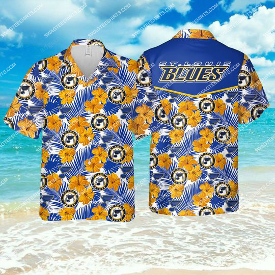 The St Louis Blues Hockey Team All Over Print Hawaiian Shirt The St Louis Blues Hockey Team All Over Print Hawaiian Shirt