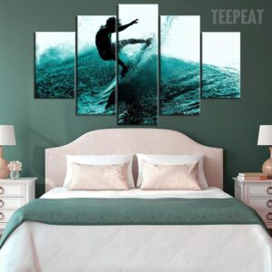 The Surfing Man - Sport 5 Panel Canvas Art Wall Decor