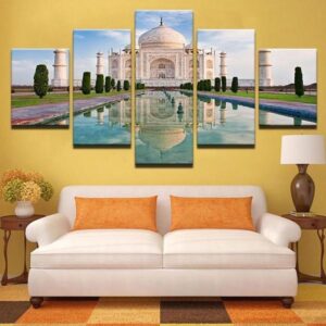 The Taj Mahal - Nature 5 Panel Canvas Art Wall Decor