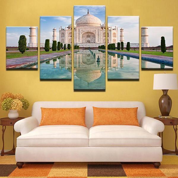 The Taj Mahal - Nature 5 Panel Canvas Art Wall Decor The Taj Mahal - Nature 5 Panel Canvas Art Wall Decor