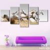 The Three White Horses - Animal 5 Panel Canvas Art Wall Decor