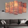 The Tree Before The Sun - Nature 5 Panel Canvas Art Wall Decor